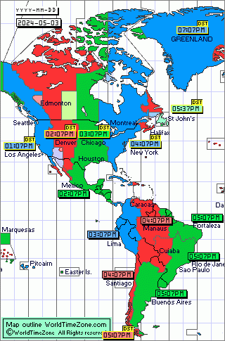 World Time Zones map